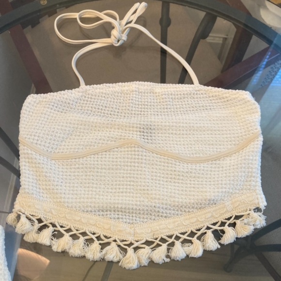 NWT SHEIN Crotchet Boho Knit White Skirt Set Size Large Bohemian Style 2 Piece - Picture 7 of 13
